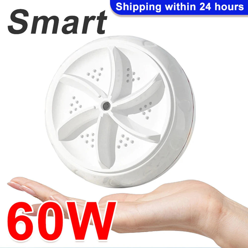 60W Portable Turbo Washing Machine Hight Power Mini Ultrasonic Washer for Baby Clothes Underwear Socks Business Trip Travel