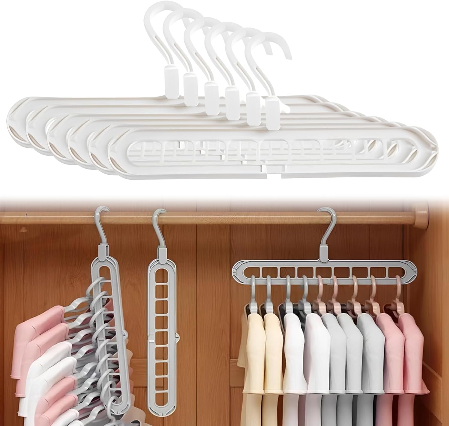 Smart Hanger 9-in-1, 9 Holes Rotate Anti-Skid Folding Hanger,