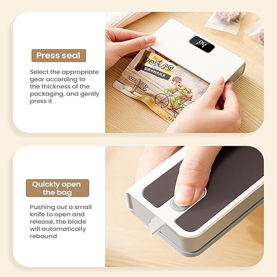 Mini Bag Sealers with Cutter, 2 in 1 6-Levels Magnetic Portable Seal Machine