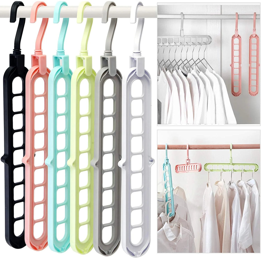 Smart Hanger 9-in-1, 9 Holes Rotate Anti-Skid Folding Hanger,