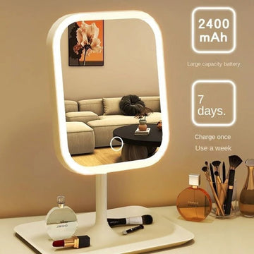 Portable LED Makeup Mirror With Stand Touch Screen, 3 Light Modes