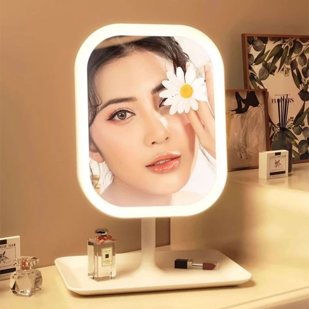 Portable LED Makeup Mirror With Stand Touch Screen, 3 Light Modes