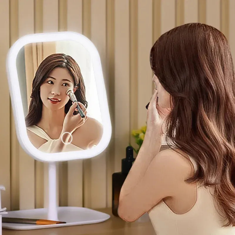 Portable LED Makeup Mirror With Stand Touch Screen, 3 Light Modes