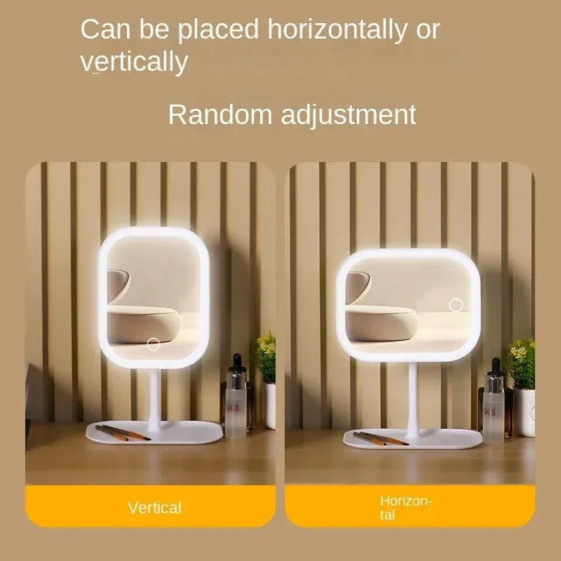 Portable LED Makeup Mirror With Stand Touch Screen, 3 Light Modes