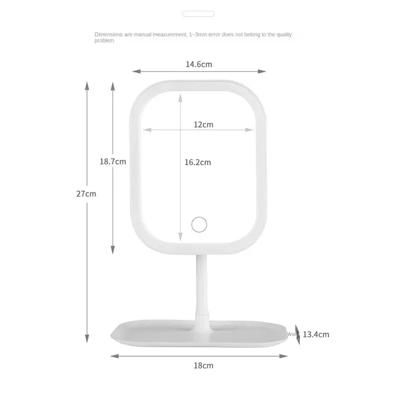 Portable LED Makeup Mirror With Stand Touch Screen, 3 Light Modes